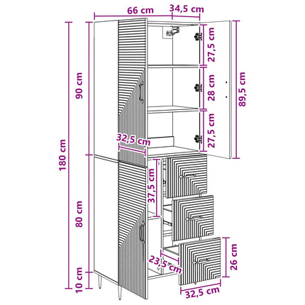 Skab Sæt 2 pcs Sonoma-eg 66 x 34,5 x 89,5 cm Konstrueret træ