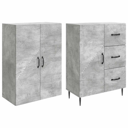 Skab Sæt 2 pcs Betongrå 66 x 34,5 x 89,5 cm Konstrueret træ