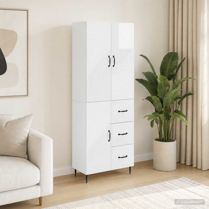 Skab Sæt 2 pcs Hvid højglans 66 x 34,5 x 89,5 cm