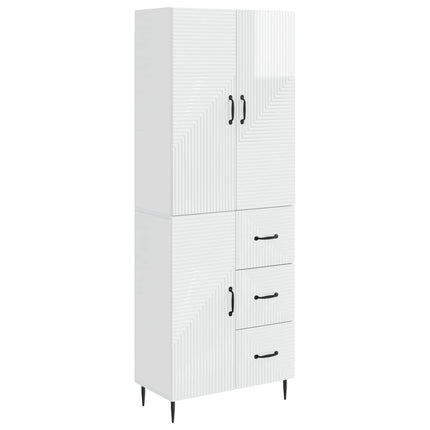 Skab Sæt 2 pcs Hvid højglans 66 x 34,5 x 89,5 cm