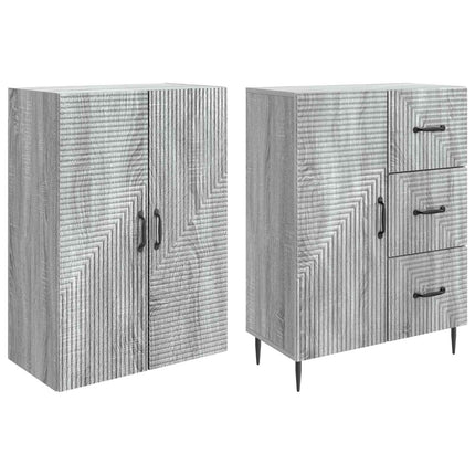 Skab Sæt 2 pcs Grå Sonoma 66 x 34,5 x 89,5 cm Konstrueret træ