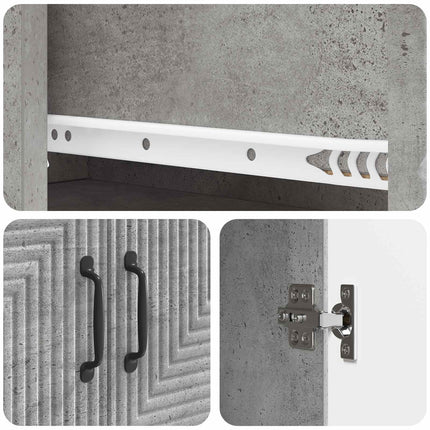Skab Sæt 2 pcs Betongrå 66 x 34,5 x 89,5 cm Konstrueret træ
