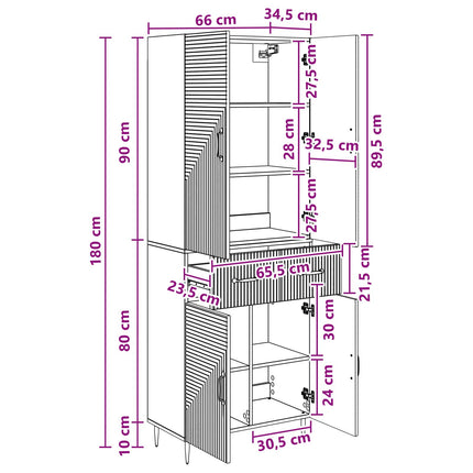 Skab Sæt 2 pcs Betongrå 66 x 34,5 x 89,5 cm Konstrueret træ