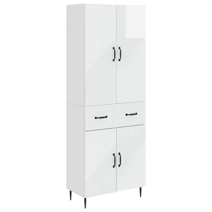 Skab Sæt 2 pcs Hvid højglans 66 x 34,5 x 89,5 cm