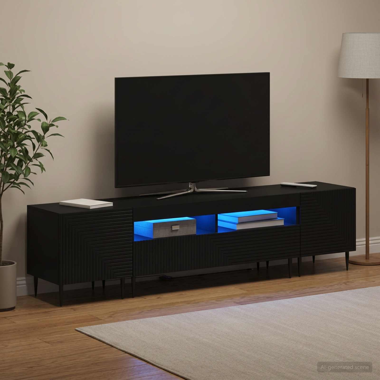 vidaXL 3-delt LED TV Skab Sort Konstrueret træ