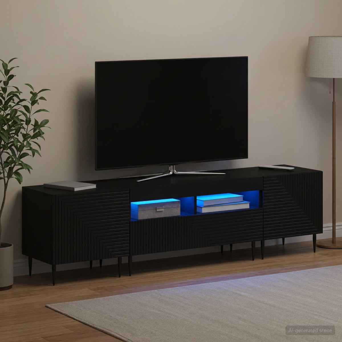 vidaXL 3-delt LED TV Skab Sort Konstrueret træ