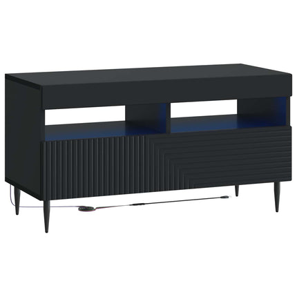 3-delt LED TV Skab Sort Konstrueret træ
