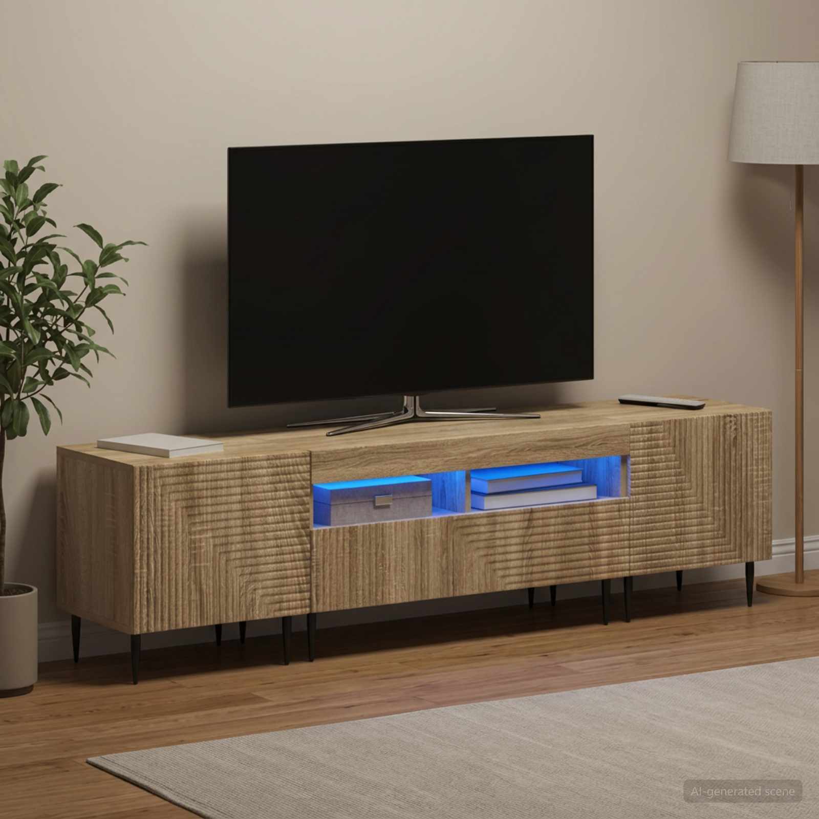 vidaXL 3-delt LED TV Skab Sonoma-eg Konstrueret træ