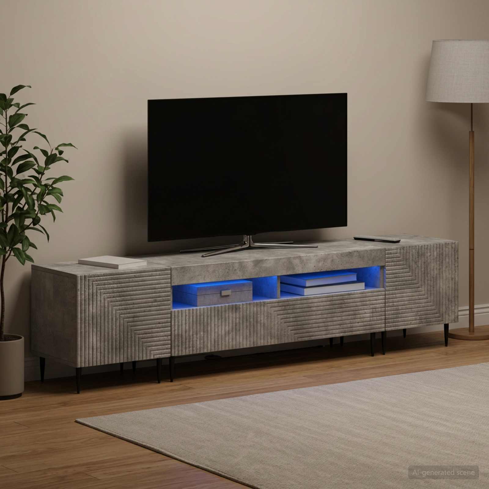 vidaXL 3-delt LED TV Skab Betongrå Konstrueret træ