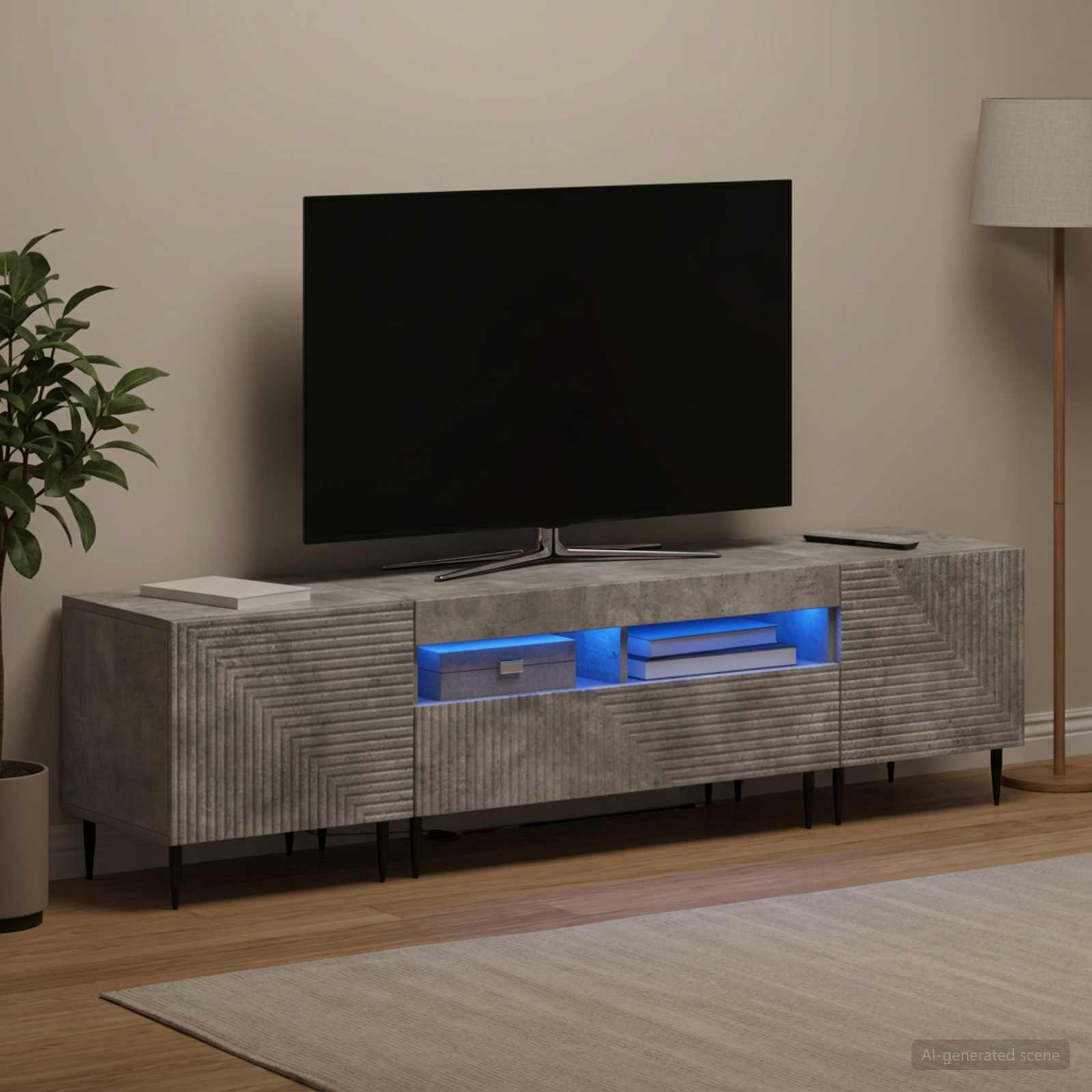 vidaXL 3-delt LED TV Skab Betongrå Konstrueret træ