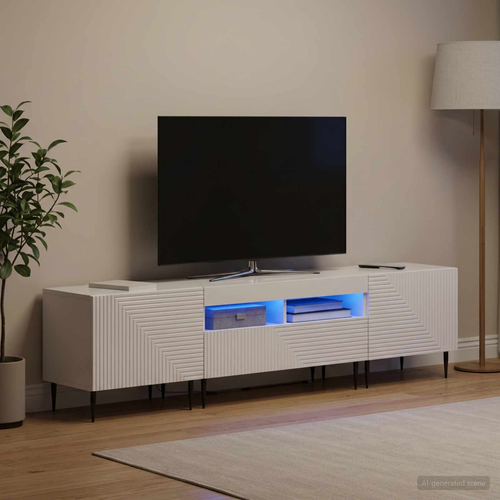 vidaXL 3-delt LED TV Skab Hvid højglans Konstrueret træ