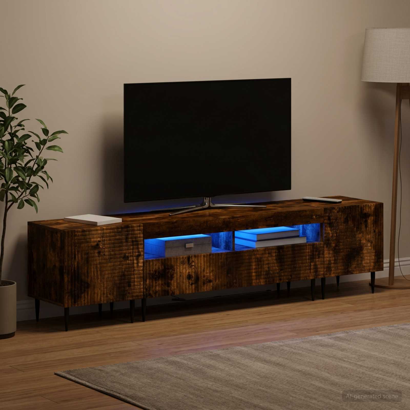 vidaXL 3-delt LED TV Skab Røget eg Konstrueret træ