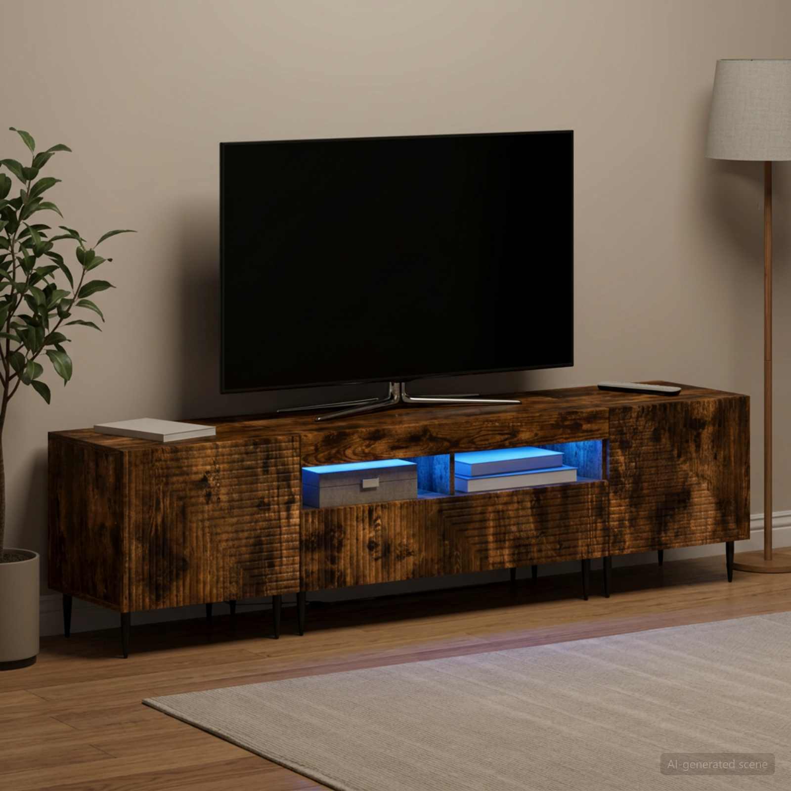 vidaXL 3-delt LED TV Skab Røget eg Konstrueret træ