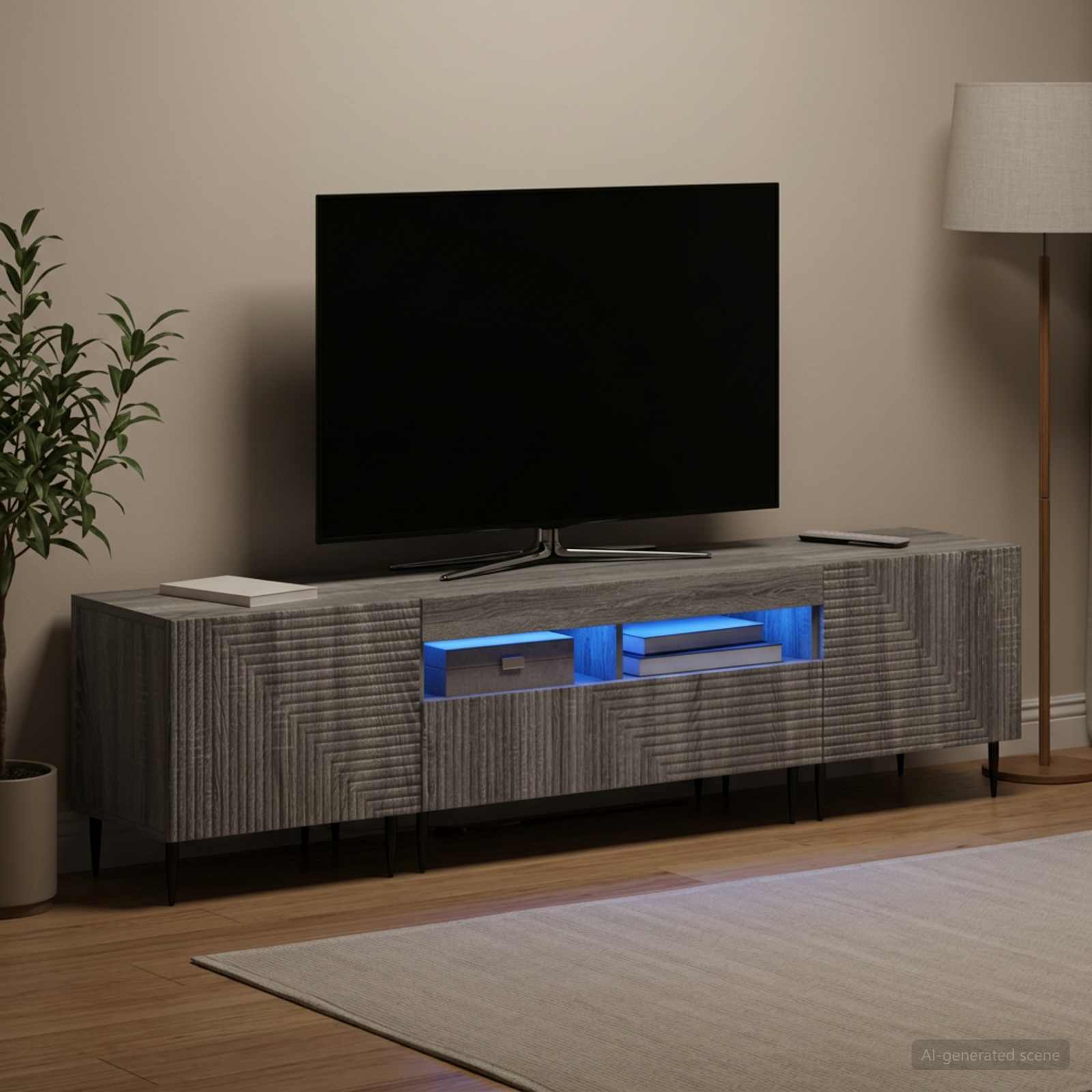 vidaXL 3-delt LED TV Skab Grå Sonoma Konstrueret træ