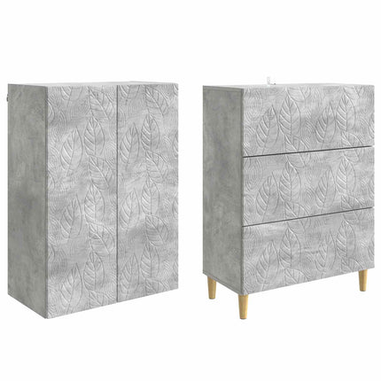 Skab Sæt 2 pcs Betongrå 66 x 34,5 x 90 cm Konstrueret træ