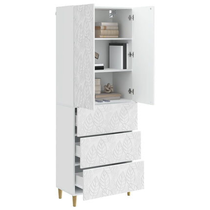 Skab Sæt 2 pcs Hvid højglans 66 x 34,5 x 90 cm Konstrueret træ