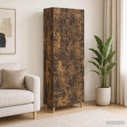 Skab Sæt 2 pcs Røget eg 66 x 34,5 x 90 cm Konstrueret træ