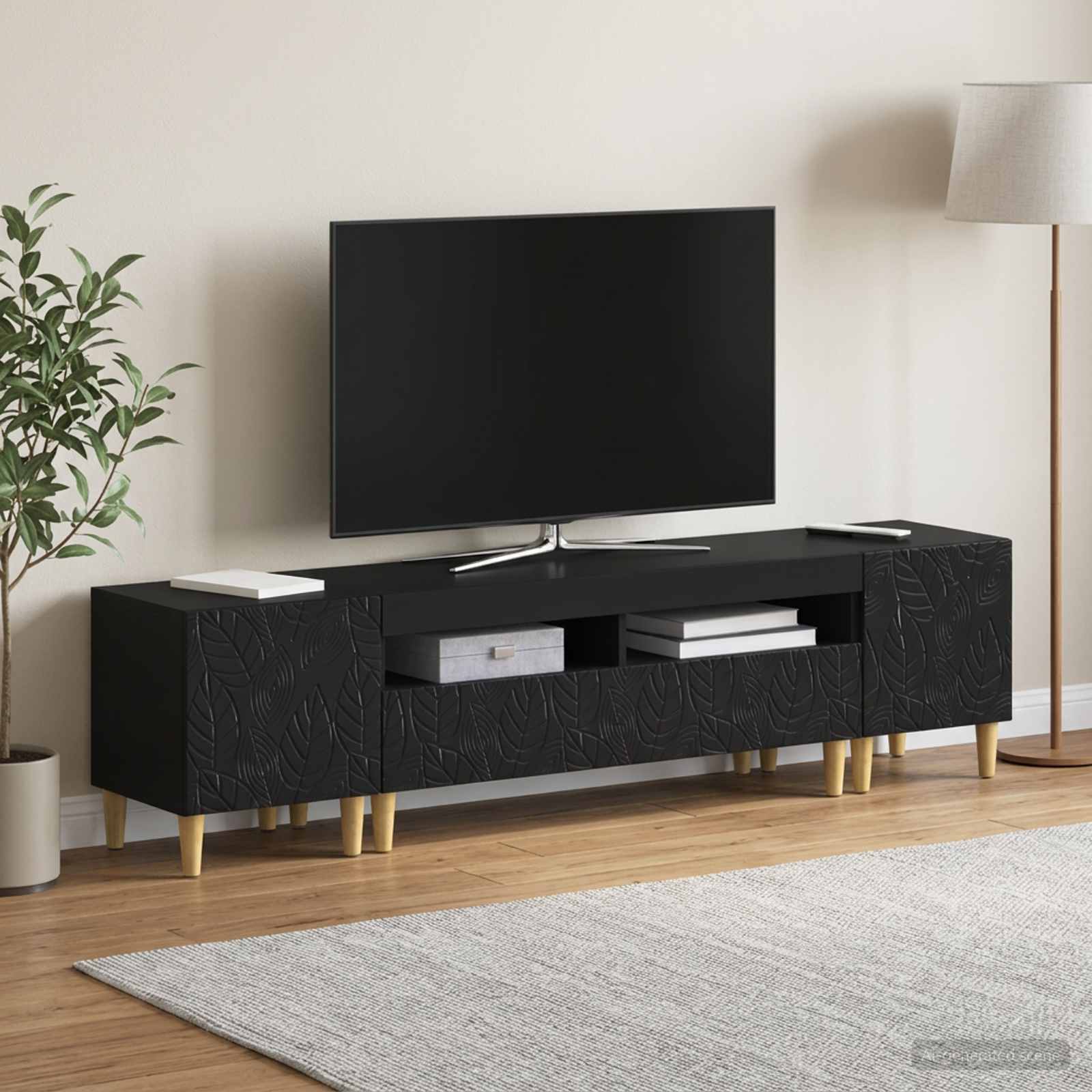 vidaXL 3-delt LED TV Skab DELFT Sort Konstrueret træ