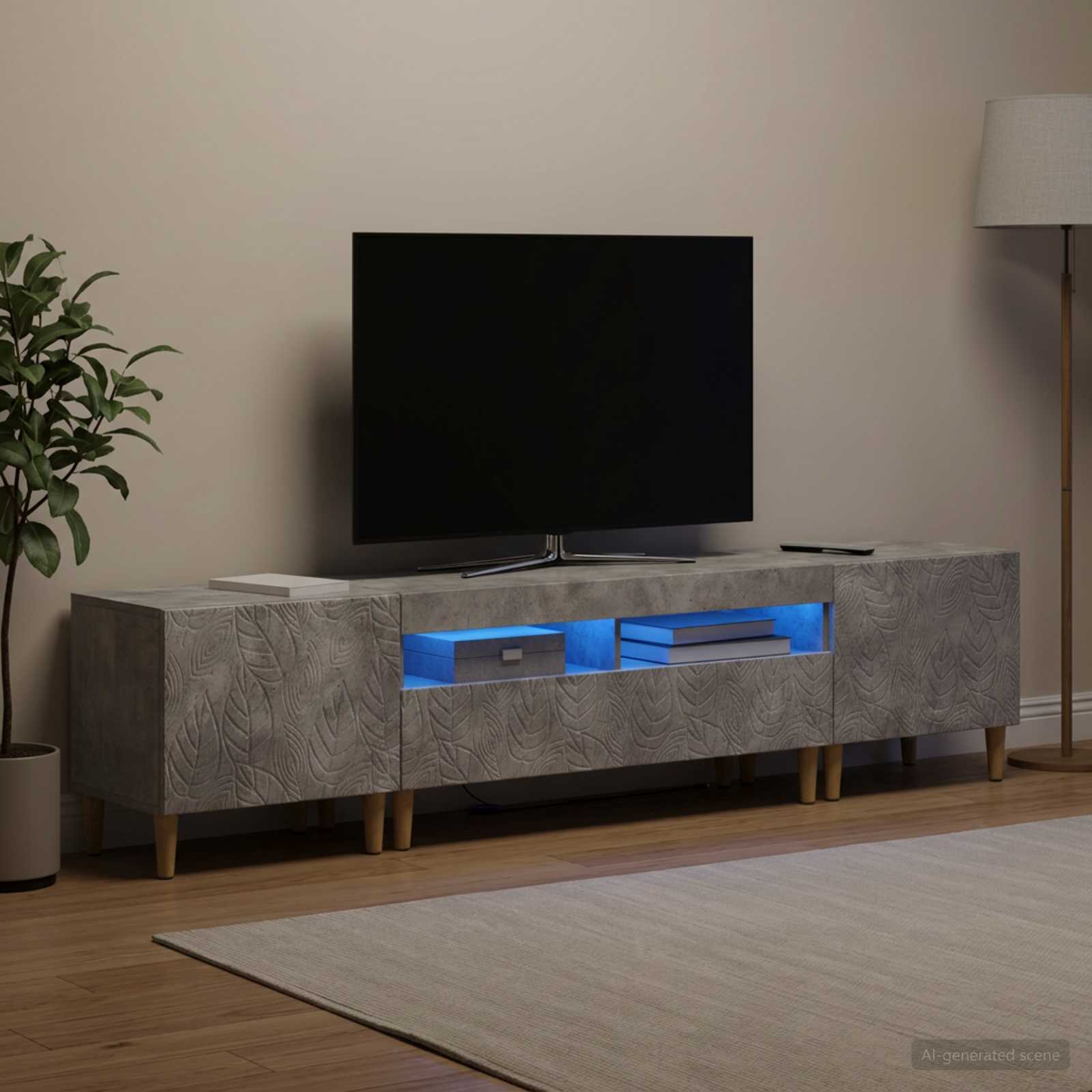 vidaXL 3-delt LED TV Skab DELFT Betongrå Konstrueret træ