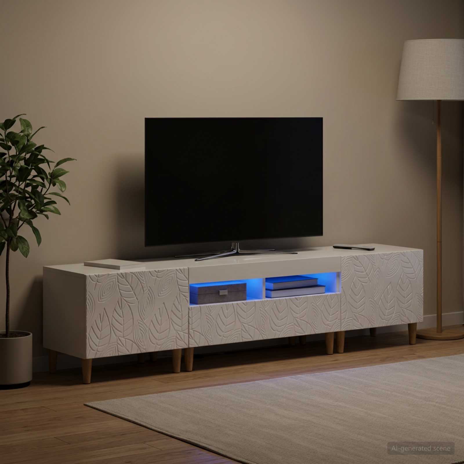 vidaXL 3-delt LED TV Skab DELFT Hvid højglans Konstrueret træ