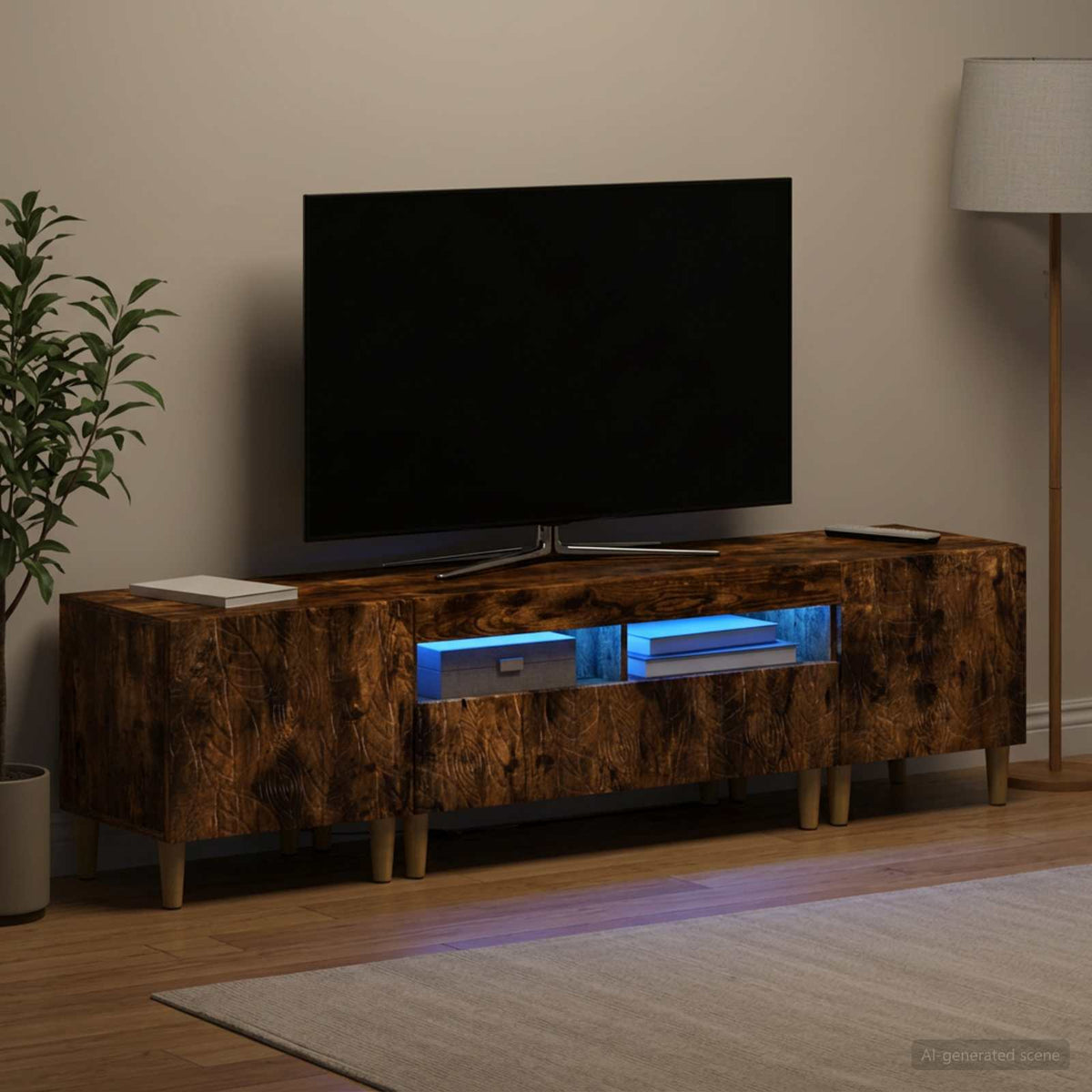 vidaXL 3-delt LED TV Skab DELFT Røget eg Konstrueret træ