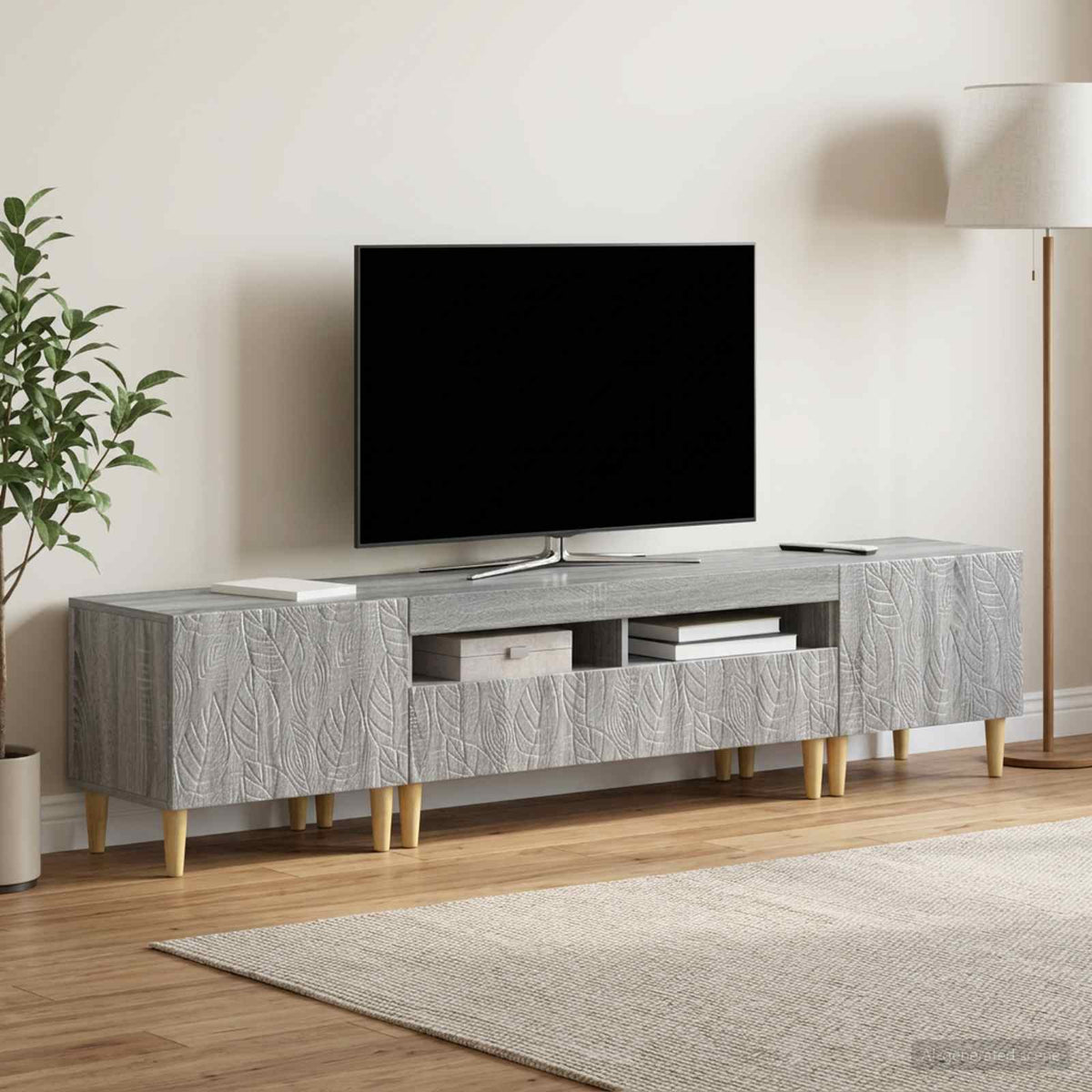 3-delt LED TV Skab DELFT Gr Sonoma Konstrueret tr