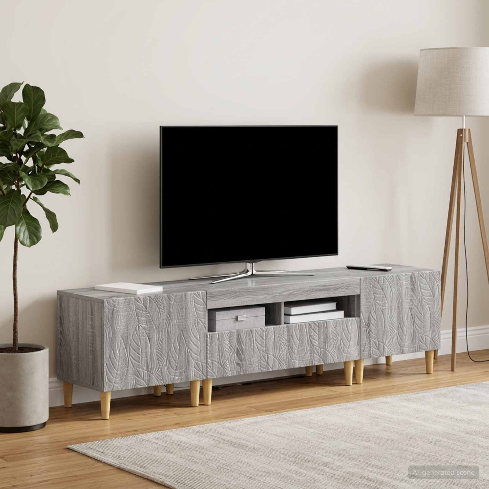 vidaXL 3-delt LED TV Skab DELFT Grå Sonoma Konstrueret træ