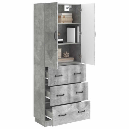 Skab Sæt 2 pcs Betongrå 66 x 34,5 x 87 cm Konstrueret træ