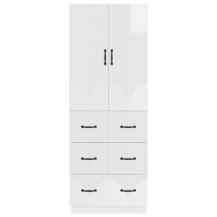 Skab Sæt 2 pcs Hvid højglans 66 x 34,5 x 87 cm Konstrueret træ