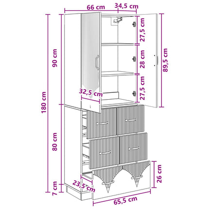 Skab Sæt 2 pcs Hvid højglans 66 x 34,5 x 87 cm Konstrueret træ