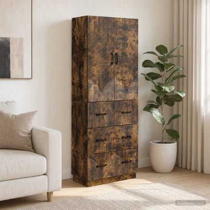 Skab Sæt 2 pcs Røget eg 66 x 34,5 x 87 cm Konstrueret træ