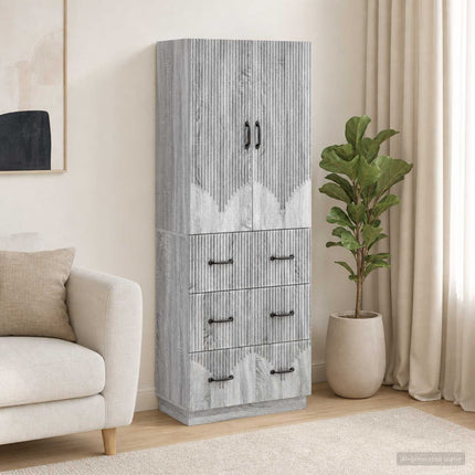 Skab Sæt 2 pcs Grå Sonoma 66 x 34,5 x 87 cm Konstrueret træ