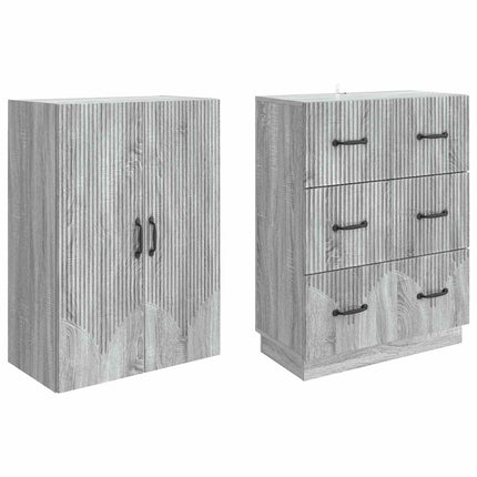 Skab Sæt 2 pcs Grå Sonoma 66 x 34,5 x 87 cm Konstrueret træ