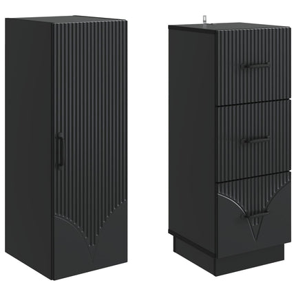 Skab Sæt 2 pcs Sort 33 x 34,5 x 87 cm Konstrueret træ