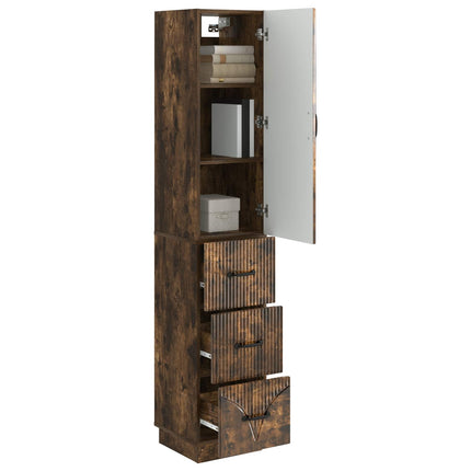 Skab Sæt 2 pcs Røget eg 33 x 34,5 x 87 cm Konstrueret træ