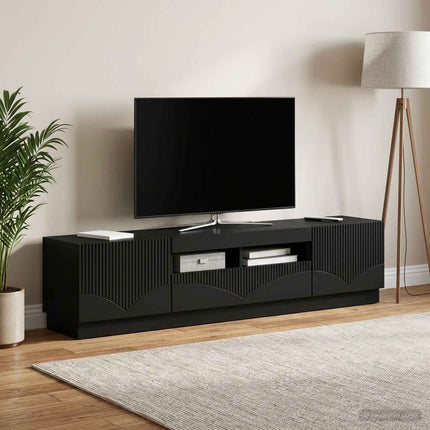 LED TV-skab HOORN 3 stk. Sort Konstrueret træ