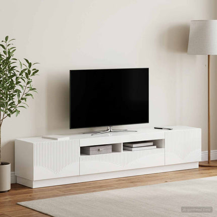LED TV-skab HOORN 3 stk. Hvid højglans Konstrueret træ