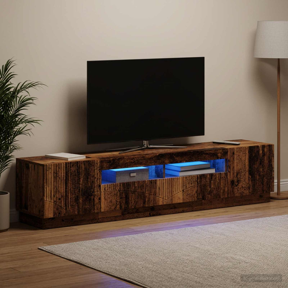 5-delt LED TV-skab Gammelt tr Konstrueret tr