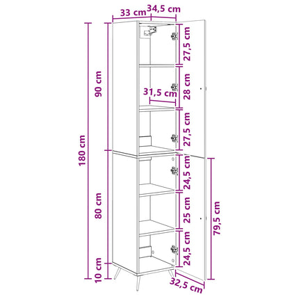 Skab Sæt 2 pcs Betongrå Konstrueret træ