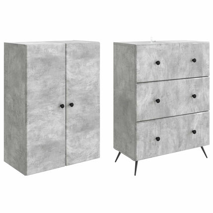 Skab Sæt 2 pcs Betongrå 66 x 34,5 x 90 cm Konstrueret træ