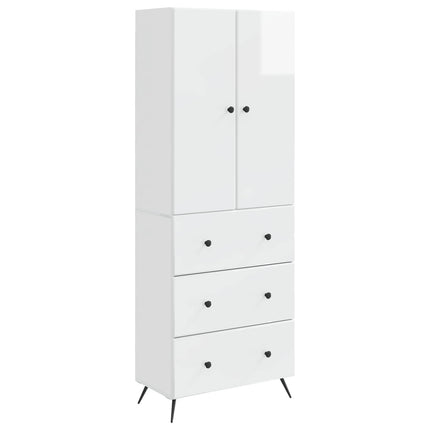 Skab Sæt 2 pcs Hvid højglans 66 x 34,5 x 90 cm Konstrueret træ