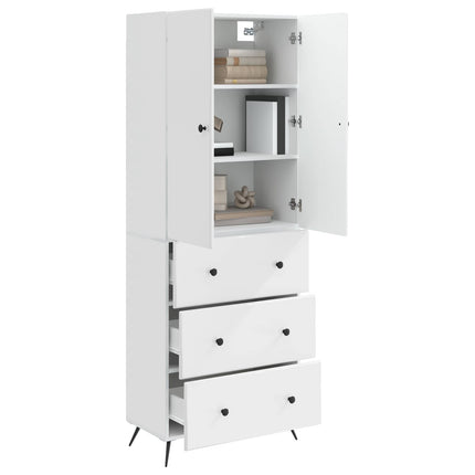 Skab Sæt 2 pcs Hvid højglans 66 x 34,5 x 90 cm Konstrueret træ