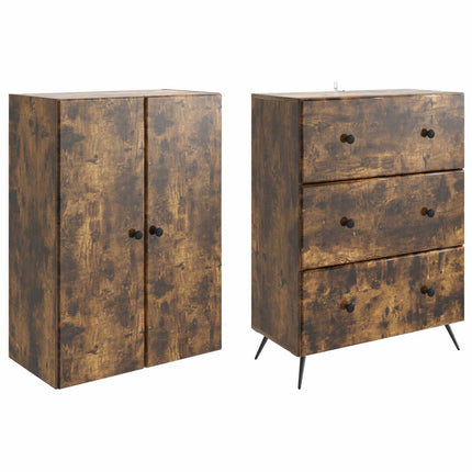 Skab Sæt 2 stk. 66 x 34,5 x 90 cm Konstrueret træ Røget eg