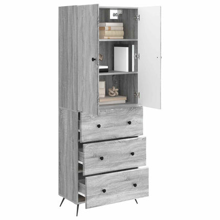 Skab Sæt 2 stk. 66 x 34,5 x 90 cm Konstrueret træ Grå Sonoma