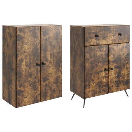 Skab Sæt 2 stk. Røget eg 66 x 34.5 x 90 cm Konstrueret træ