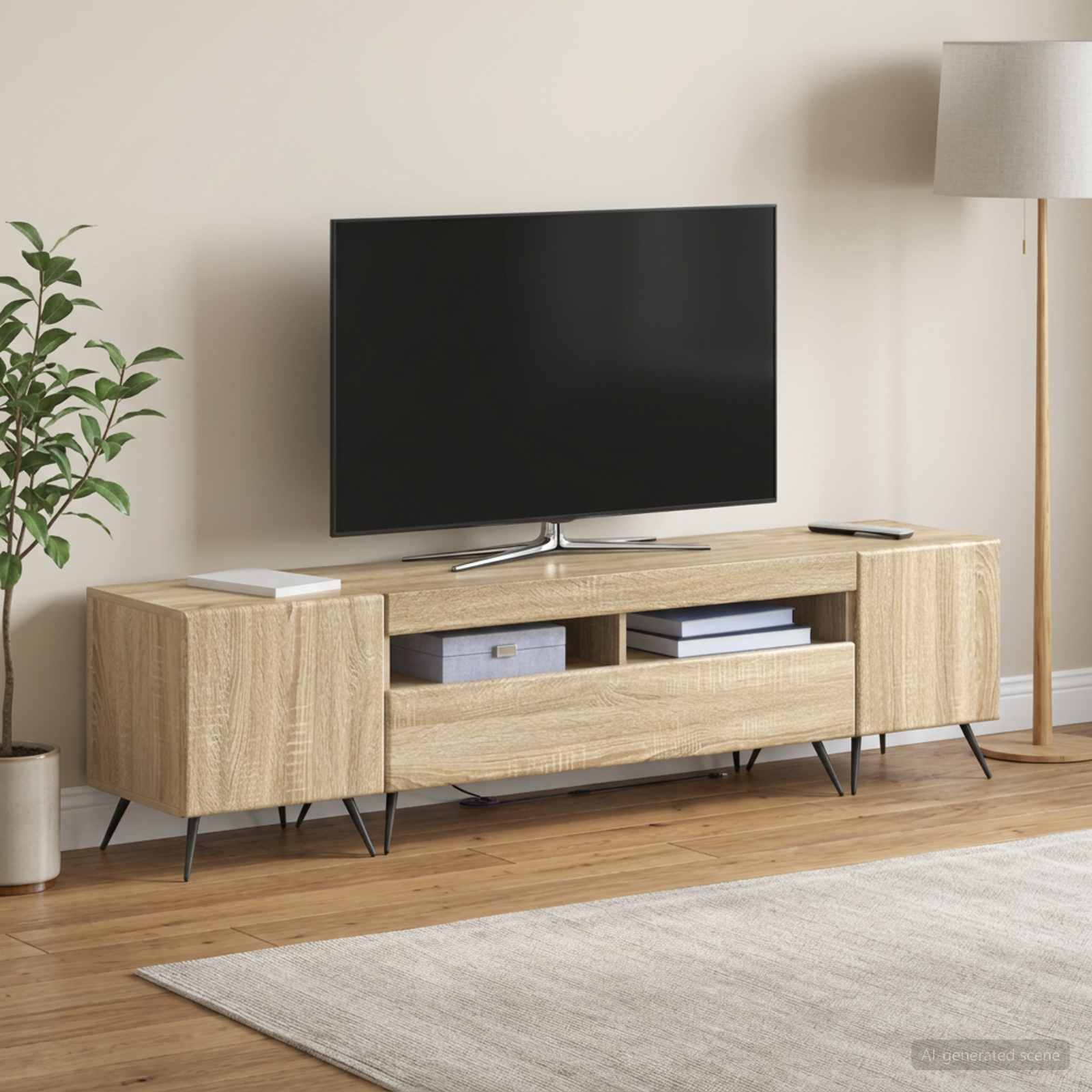 5-delt LED TV-skab Sonoma-eg Konstrueret tr