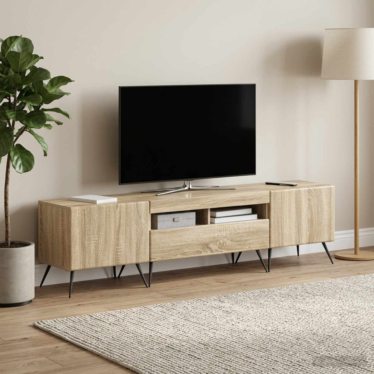 5-delt LED TV-skab Sonoma-eg Konstrueret tr