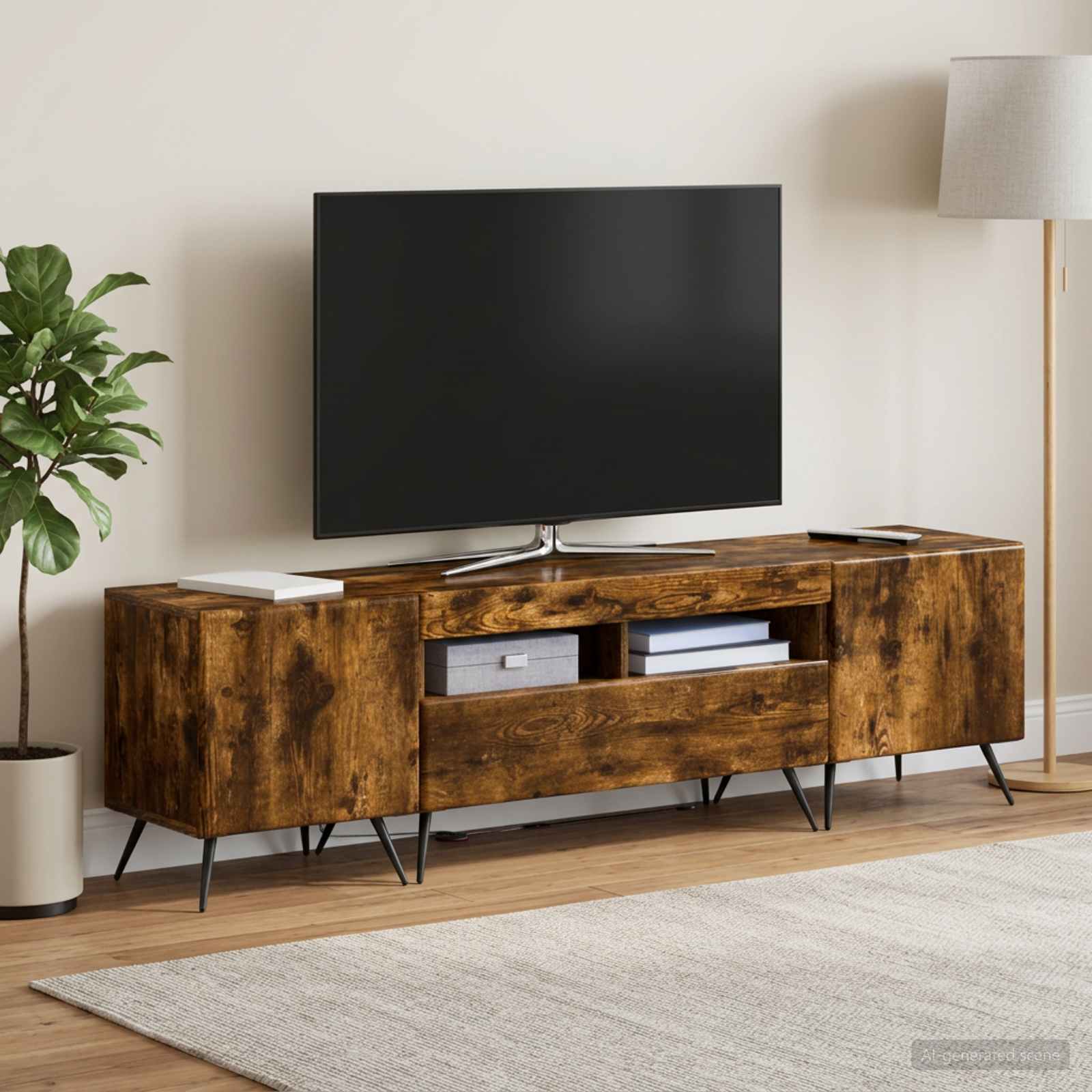 vidaXL 3-delt LED TV Skab BREDA 3 stk. Røget eg Konstrueret træ