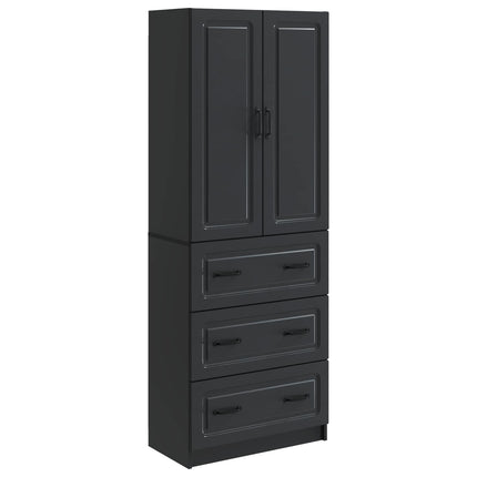 Skab Sæt 2 pcs Sort 66 x 34,5 x 87 cm Konstrueret træ