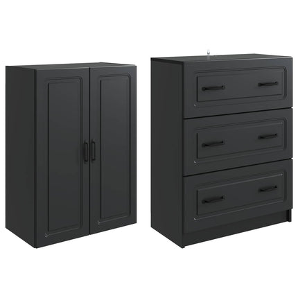 Skab Sæt 2 pcs Sort 66 x 34,5 x 87 cm Konstrueret træ